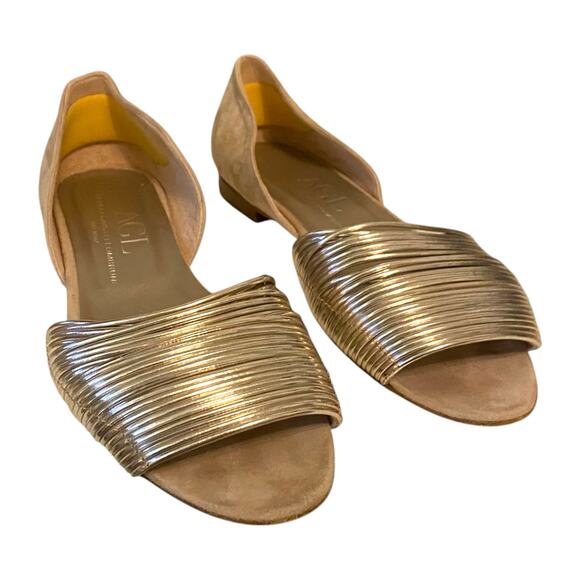 AGL Slip On Flats Leather Nude Beige Made In Italy NEW Women’s EU 38/ 7.5 US